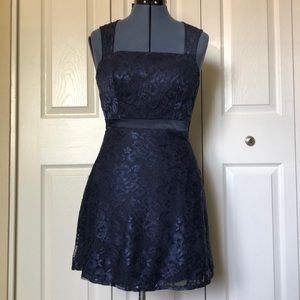 TeezeMe Navy Blue Lace Skater Dress